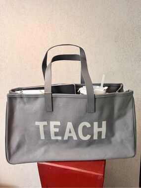 Gray 'TEACH' Tote Organizer Bag